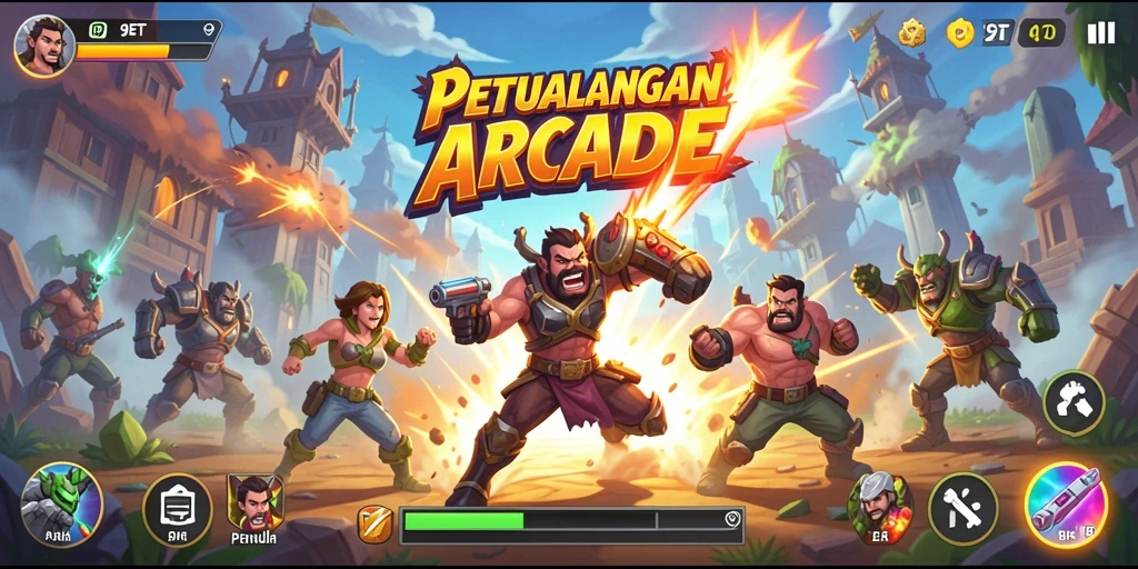 Tampilan gameplay seru di 9ET dengan tantangan Arcade.