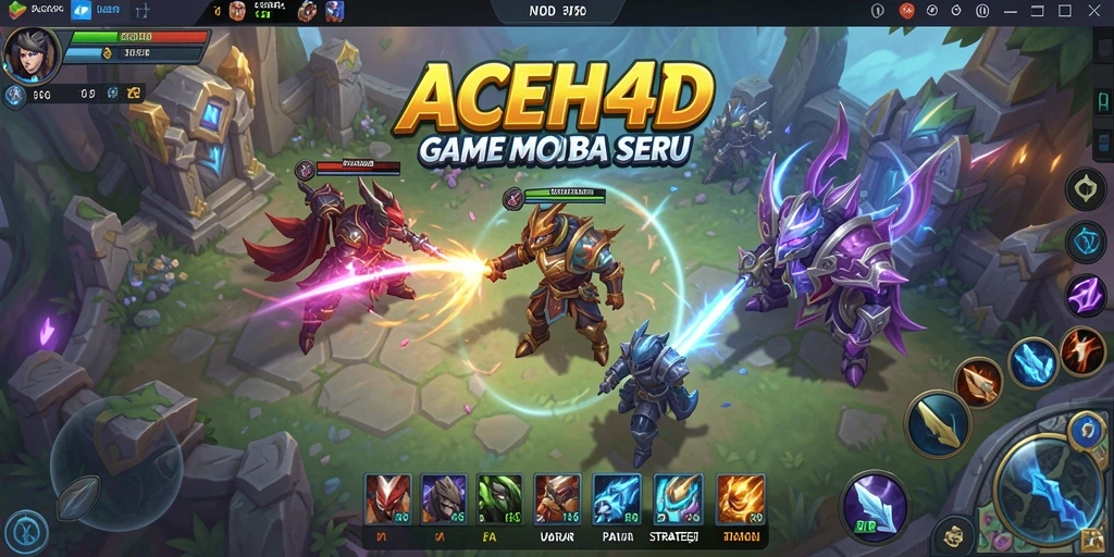 Screenshot dari gameplay ACEH4D yang menunjukkan aksi seru pertarungan MOBA.