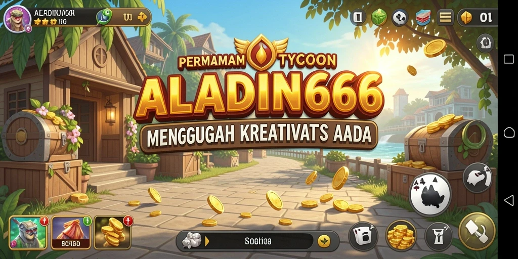 Screenshot utama ALADIN66 menunjukkan gameplay seru dalam membangun bisnis Tycoon.