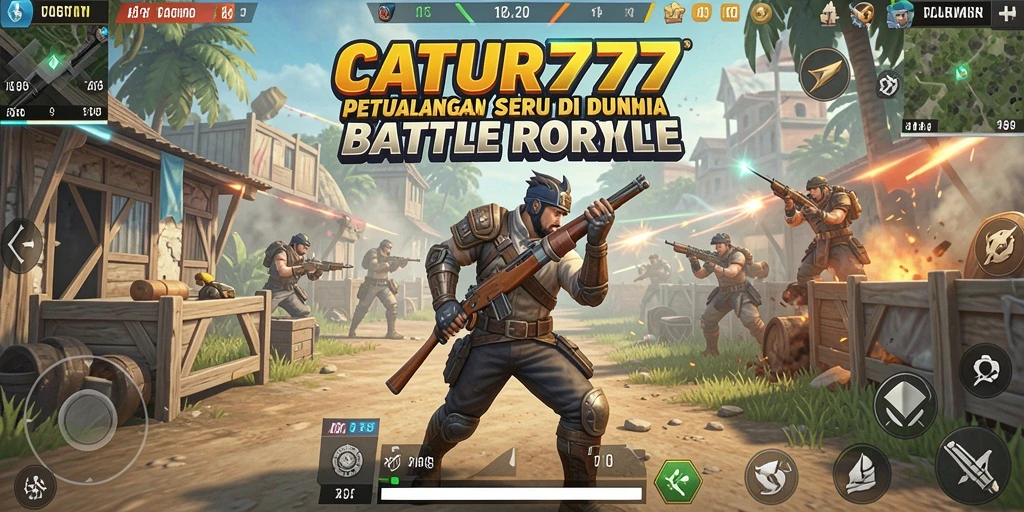 Tampilan aksi intens dalam permainan Battle Royale CATUR777.