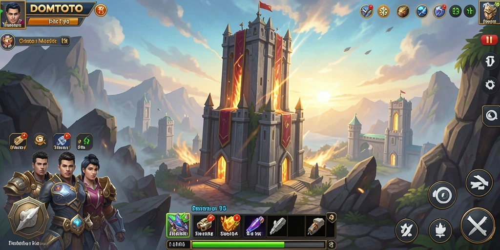 Tampilan gameplay menegangkan di <strong>DOMTOTO</strong> saat merancang pertahanan menara.