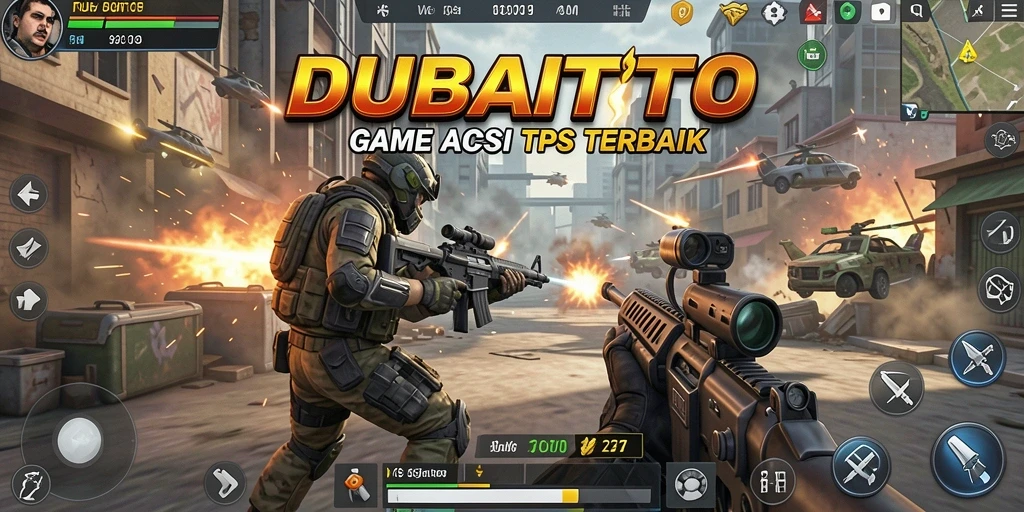 Screenshot gameplay DUBAITOTO menampilkan aksi seru dalam TPS.
