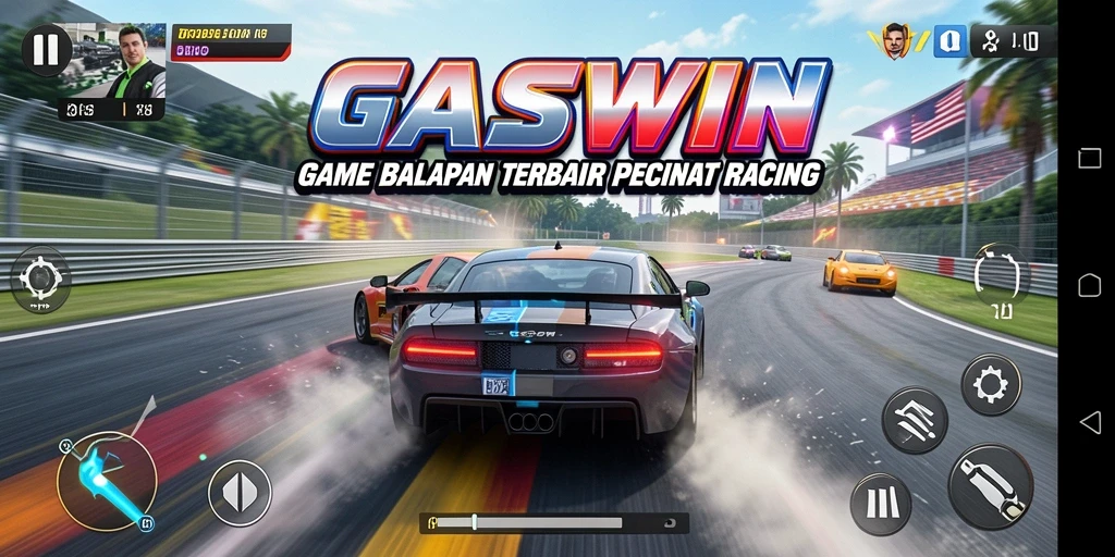 Screenshot menampilkan pemain balapan di lintasan yang menegangkan.
