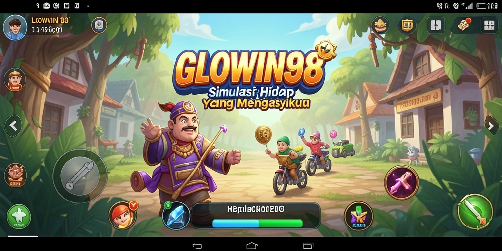 Tampilan gameplay menarik dalam GLOWIN88 dengan karakter berinteraksi.