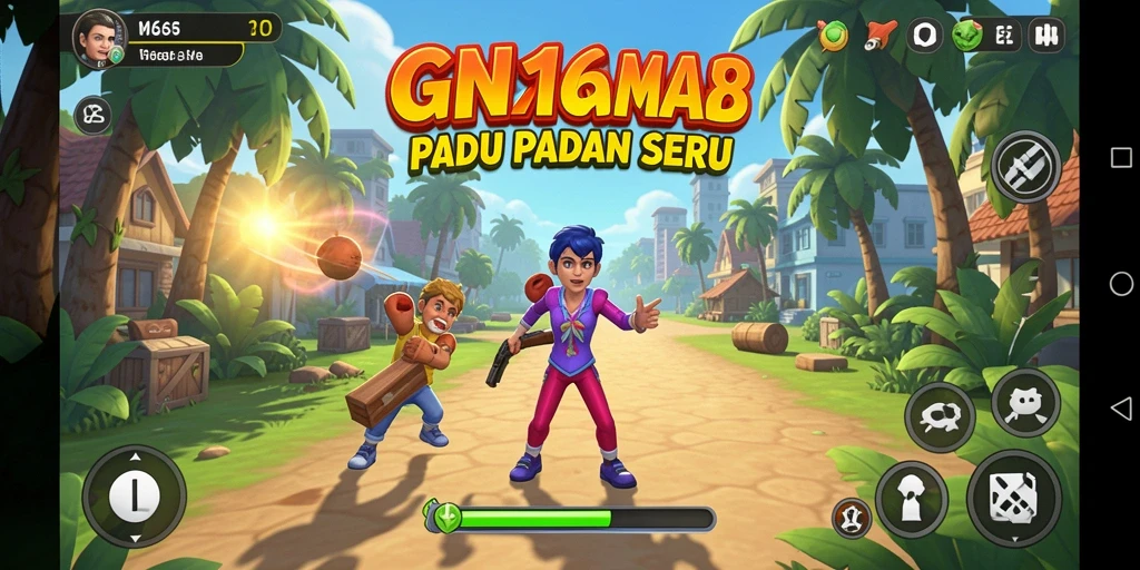 Tampilan gameplay GN168 yang seru dan berwarna-warni.