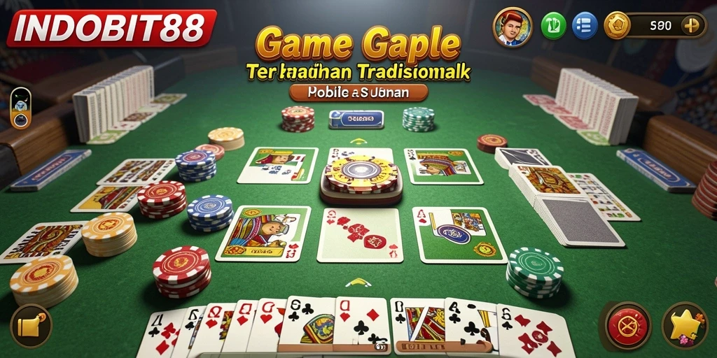 Screenshot gameplay <strong>INDOBIT88</strong> yang menampilkan keseruan bermain Gaple.