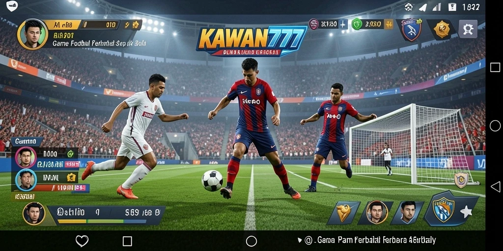 Screenshot KAWAN777 menampilkan aksi seru di lapangan football.