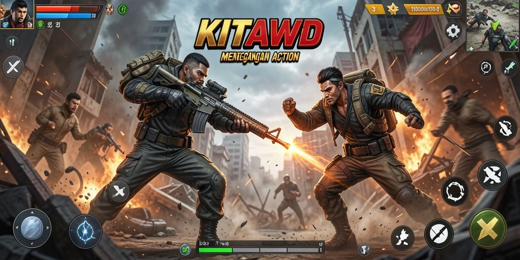 Gameplay Action seru di KITAWD dengan pertarungan yang mendebarkan.