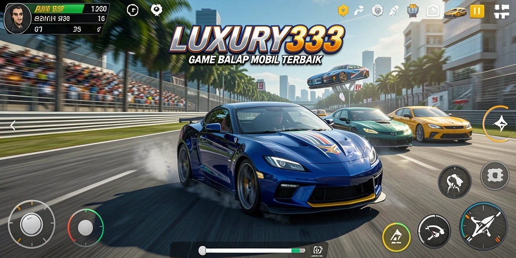 Tampilan gameplay balap mobil yang menegangkan di LUXURY333.