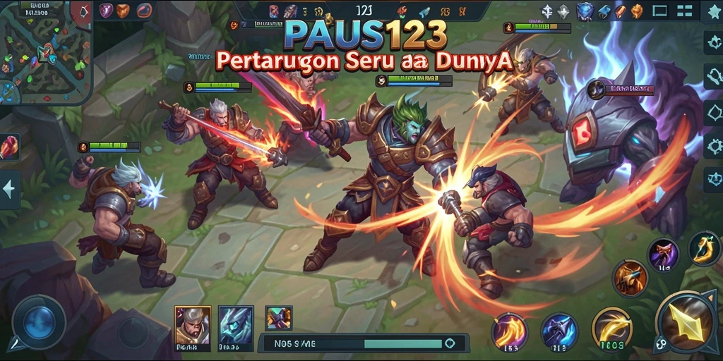 Screenshot PAUS123 menunjukkan aksi seru dalam pertarungan MOBA.