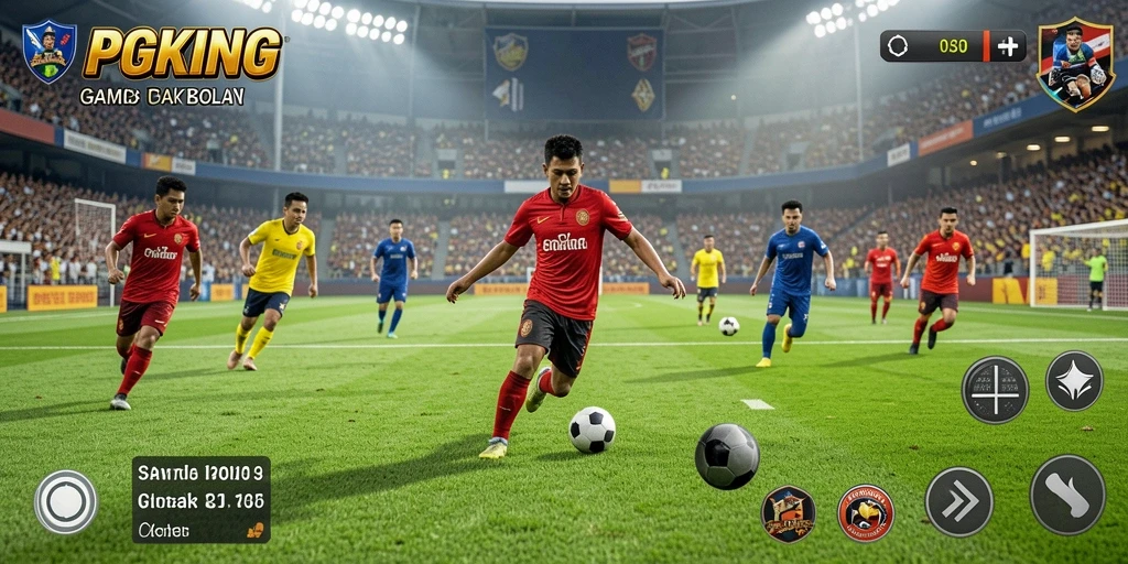 Tangkapan layar PGKING menunjukkan aksi pertandingan sepak bola yang seru.