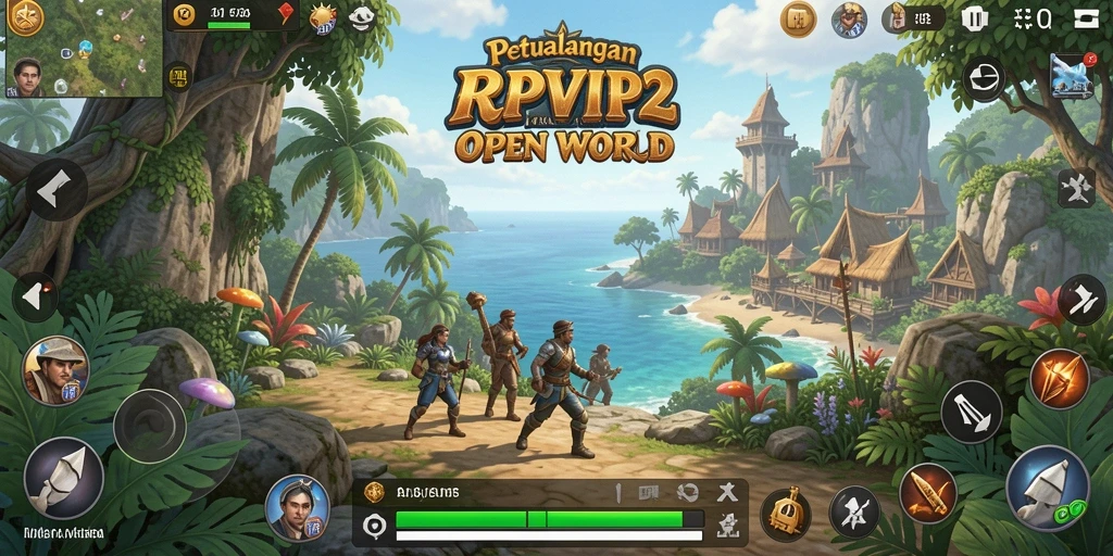 Screenshot gameplay RPVIP2 yang menampilkan dunia Open World yang luas.