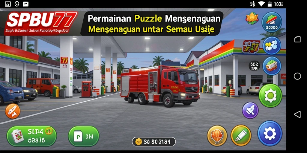Screenshot gameplay SPBU77 menunjukkan teka-teki puzzle yang menghibur.