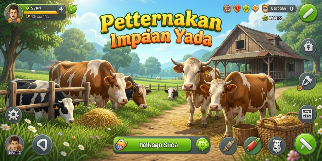 Tampilan gameplay SVIP1 dengan pertanian yang memukau.