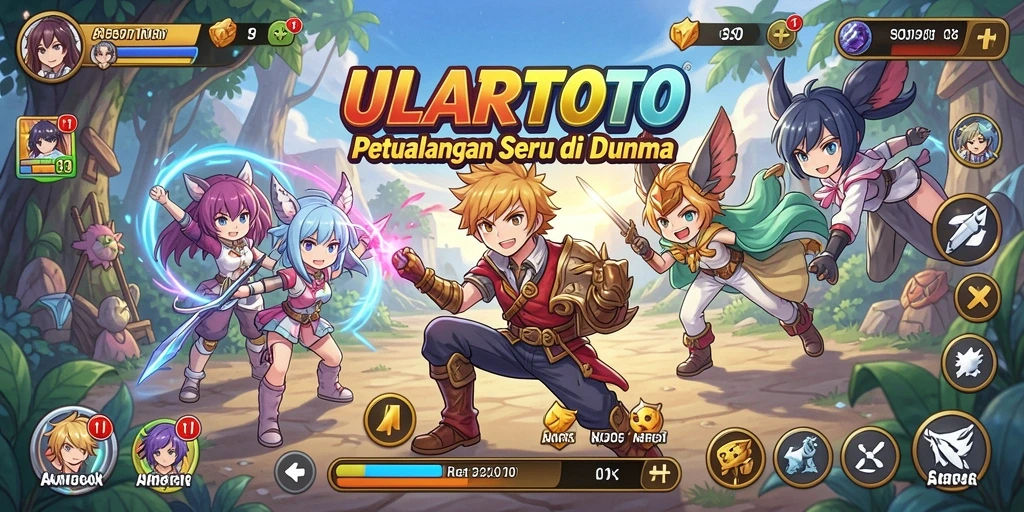 Gameplay ULARTOTO yang menampilkan karakter anime yang penuh warna.